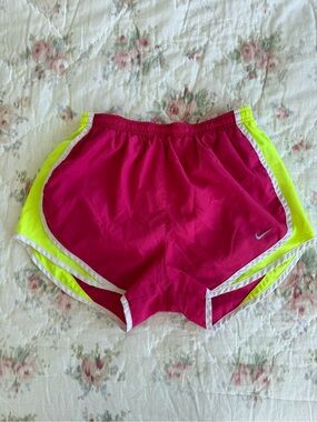Nike Women's Tempo Pink & Neon Yellow Running Shorts